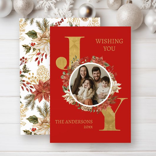 Rood Elegant Foto Kerstmis Feestdagenkaart