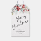 Rood Elegant Handgeschreven Script | Kerstbessen Cadeaulabel (Voorkant)