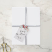 Rood Elegant Handgeschreven Script | Kerstbessen Cadeaulabel (Met Touw)