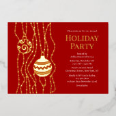 Rood Elegant Kerstfeest Zakelijke vakantie Folie Uitnodiging (Voorkant)