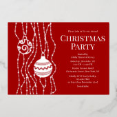 Rood Elegant Kerstfeest Zakelijke vakantie Folie Uitnodiging (Voorkant)