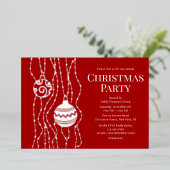 Rood Elegant Kerstfeest Zakelijke vakantie Folie Uitnodiging (Staand Voorkant)