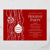 Rood Elegant Kerstfeest Zakelijke vakantie Folie Uitnodiging (Voorkant)