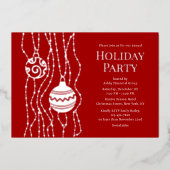 Rood Elegant Kerstfeest Zakelijke vakantie Folie Uitnodiging (Voorkant)