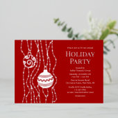 Rood Elegant Kerstfeest Zakelijke vakantie Folie Uitnodiging (Staand Voorkant)