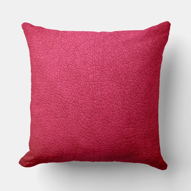 Rood Elegant Lederen look Kussen (Voorkant)