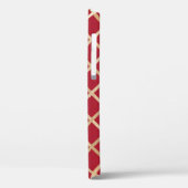 Rood Elegant Monogram Goud Diamant Patroon Case-Mate iPhone Case (Achterkant / Links)