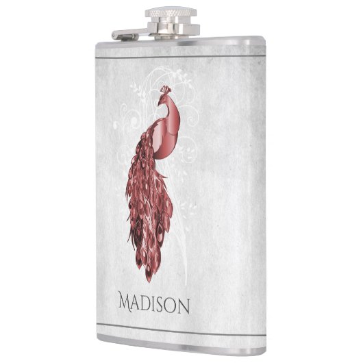 Rood Elegant Peacock Flask Heupfles (Links)