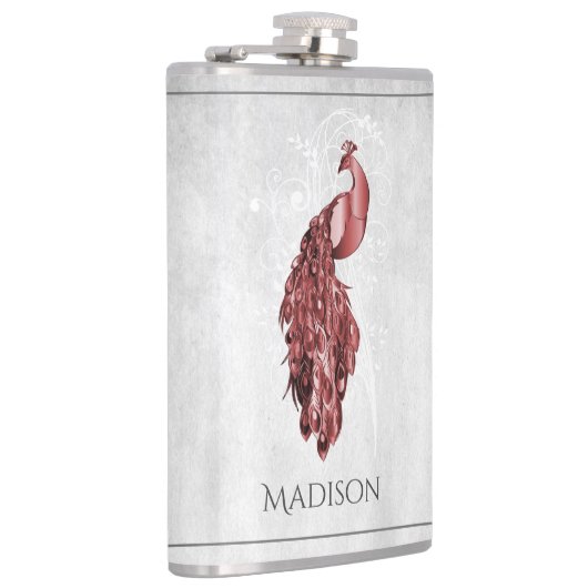 Rood Elegant Peacock Flask Heupfles (Rechts)