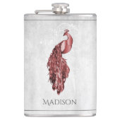 Rood Elegant Peacock Flask Heupfles (Voorkant)