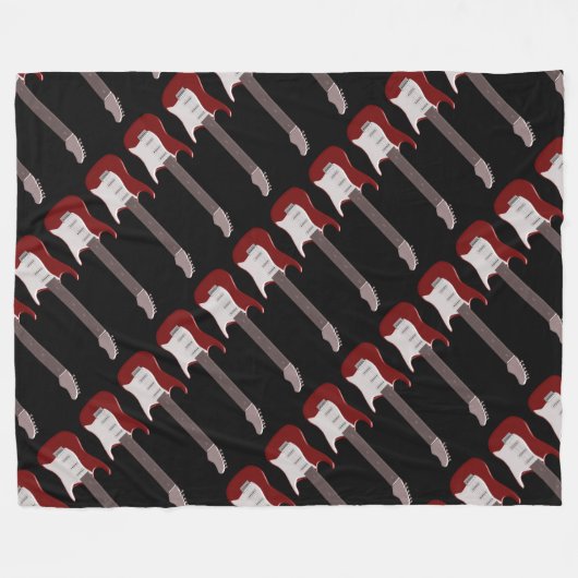 Rood elektrisch gitaarontwerp fleece deken (Voorkant (Horizontaal))