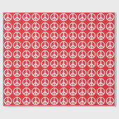 Rood en 4 wit vredessymboolpatroon cadeaupapier (Vlak)