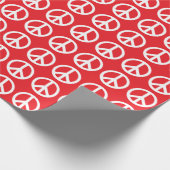 Rood en 4 wit vredessymboolpatroon cadeaupapier (Hoek)