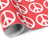 Rood en 4 wit vredessymboolpatroon cadeaupapier (Rol Hoek)