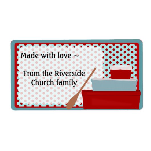 Rood en Aqua Keukenlabel Etiket (Voorkant)