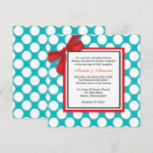 Rood- en Aqua Polka-weddenschap Kaart (Voorkant / Achterkant)
