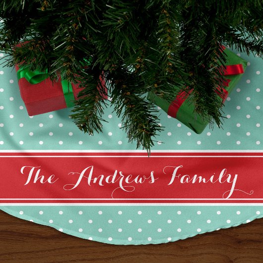 Rood en Aqua Preppy Stippen Monogram Kerstboom Rok