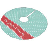 Rood en Aqua Preppy Stippen Monogram Kerstboom Rok (Gekanteld)