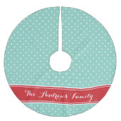 Rood en Aqua Preppy Stippen Monogram Kerstboom Rok (Voorkant)