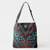 Rood en Baby Blauw Paisley Bandanna Print Crossbody Tas (Achterkant)
