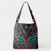 Rood en Baby Blauw Paisley Bandanna Print Crossbody Tas (Voorkant)