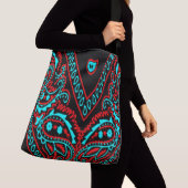 Rood en Baby Blauw Paisley Bandanna Print Crossbody Tas (Dichtbij)