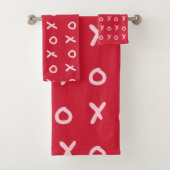 Rood en Baby roze X O XO XO's Trendy Cute Bad Handdoek (Insitu)
