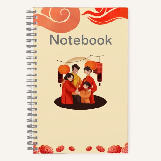 Rood en beige 5,5-inch x 8,5-inch spiral notebook notitieboek (Voorkant)