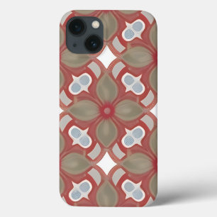 Rood en Beige Bloempatroon Case-Mate iPhone Case