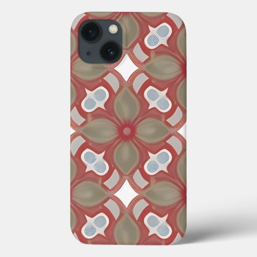 Rood en Beige Bloempatroon Case-Mate iPhone Case (Achterkant)