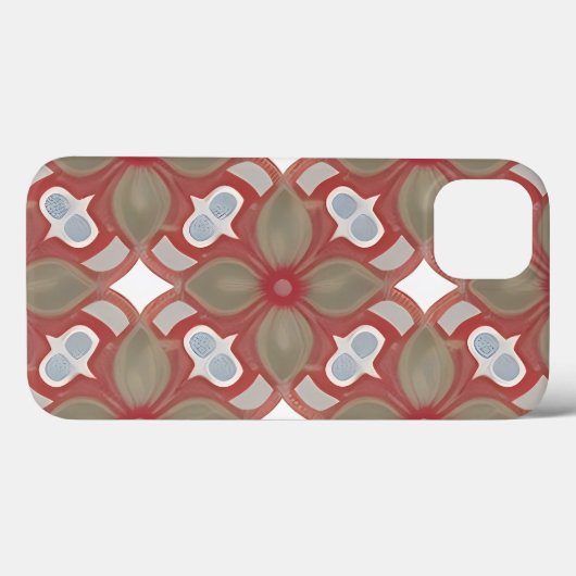 Rood en Beige Bloempatroon Case-Mate iPhone Case (Achterkant (horizontaal))