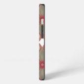 Rood en Beige Bloempatroon iPhone Hoesje (Linkerkant)