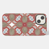 Rood en Beige Bloempatroon iPhone Hoesje (Achterkant horizontaal)