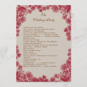 Rood en Beige Daisy bruiloft programma Programmakaart (Achterkant)
