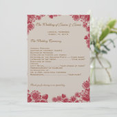 Rood en Beige Daisy bruiloft programma Programmakaart (Staand voorkant)