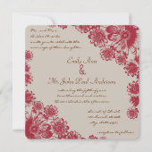 Rood en beige Daisy Wedding Invitations Kaart (Voorkant)