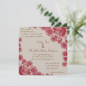 Rood en beige Daisy Wedding Invitations Kaart (Staand voorkant)