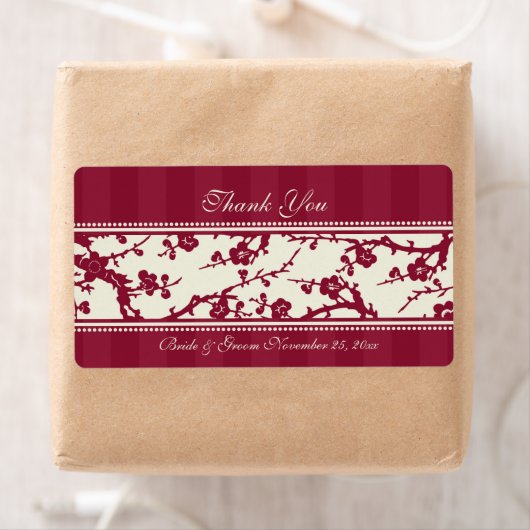 Rood- en beige Floral Wedding Labels (Insitu)