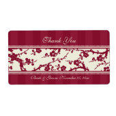 Rood- en beige Floral Wedding Labels (Voorkant)