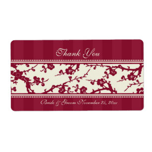 Rood- en beige Floral Wedding Labels