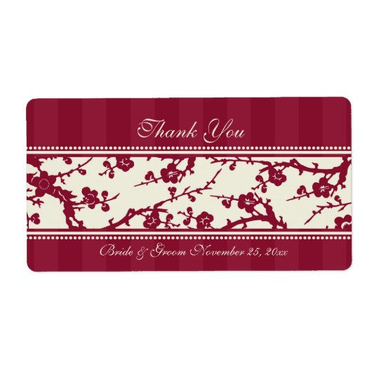 Rood- en beige Floral Wedding Labels (Voorkant)