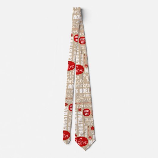 Rood- en beige kersttalen Gezegden Stropdas (Achterkant)