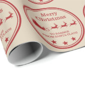 Rood- en beige kersttasje en aangepaste tekst cadeaupapier (Rol Hoek)