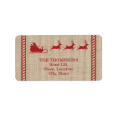 Rood- en beige kersttasje en aangepaste tekst etiket (Voorkant)