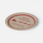 Rood- en beige kersttasje en aangepaste tekst papieren bordje (Gekanteld)