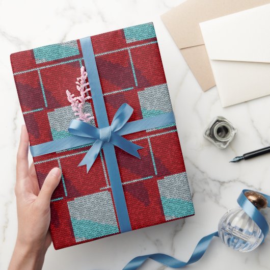 Rood- en beige nit-blikvangpapier voor feestdagen cadeaupapier (Geschenken)