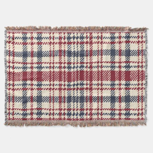 Rood en Beige Plaid Pattern Deken (Voorkant)