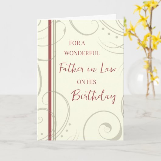 Rood en Beige Vader in Recht Verjaardag Kaart (Gele Bloem)