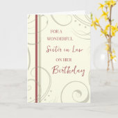 Rood en Beige Zuster in Recht Verjaardag Kaart (Gele Bloem)