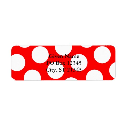 Rood en Big White Polka Dot Etiket (Voorkant)